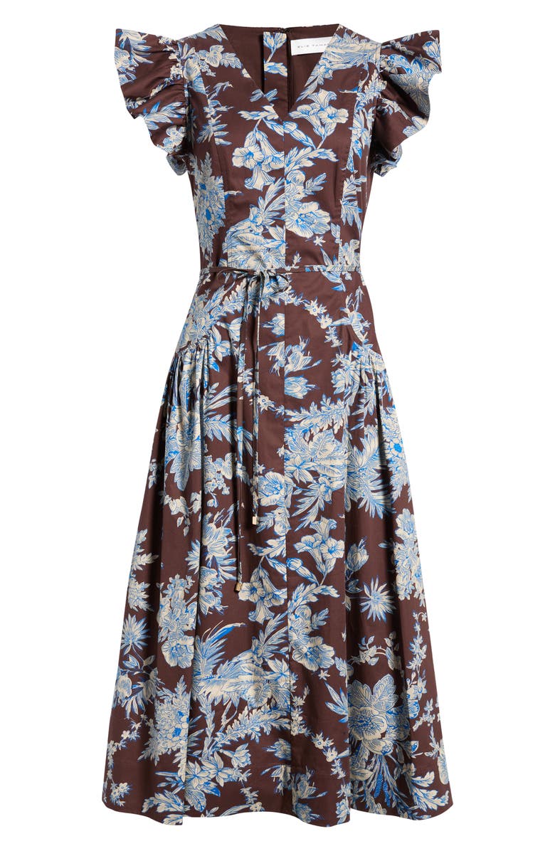 Elie Tahari The Eloise Floral Print A-Line Dress, Main, color, Floral Earth Print