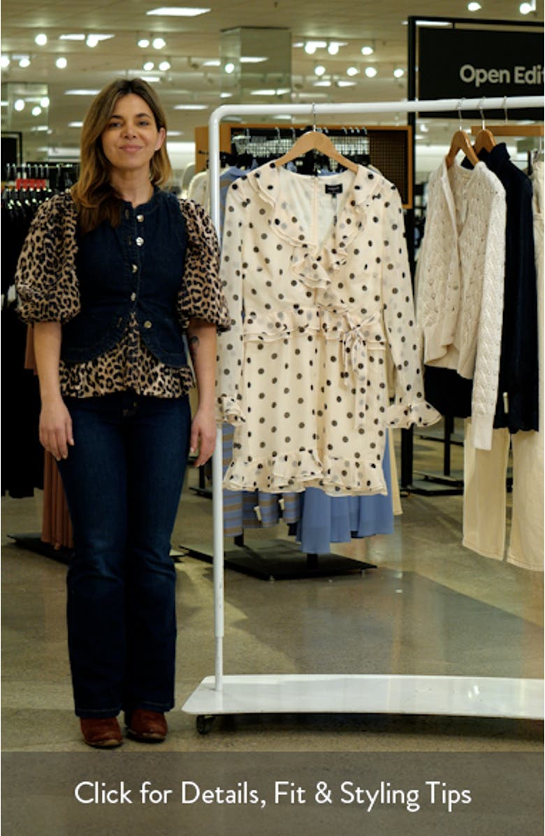 Polka Dot Frill Ruffle Long Sleeve Minidress, sales video thumbnail