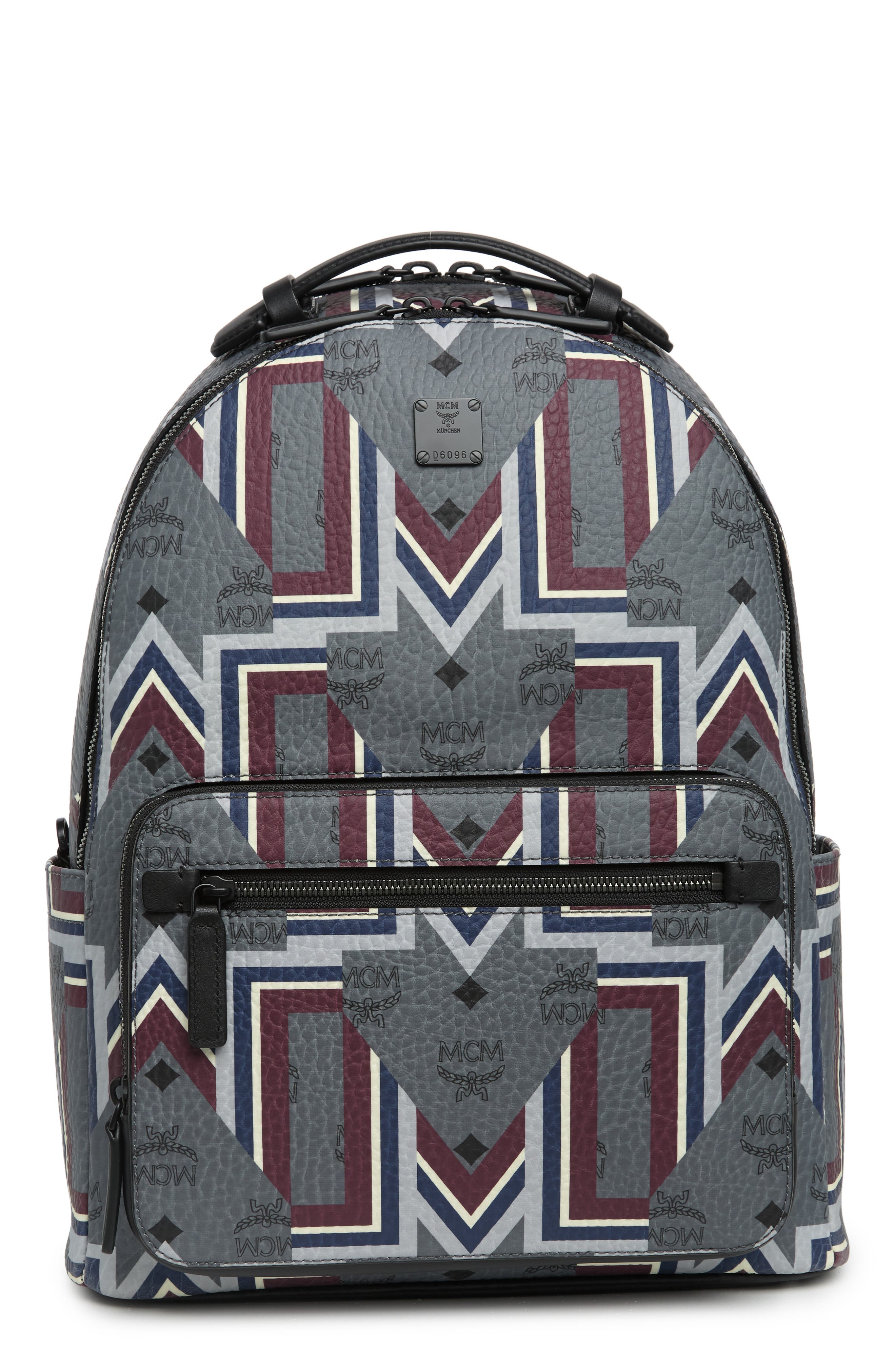 MCM Medium Stark Visetos Leather Backpack, Main, color, 