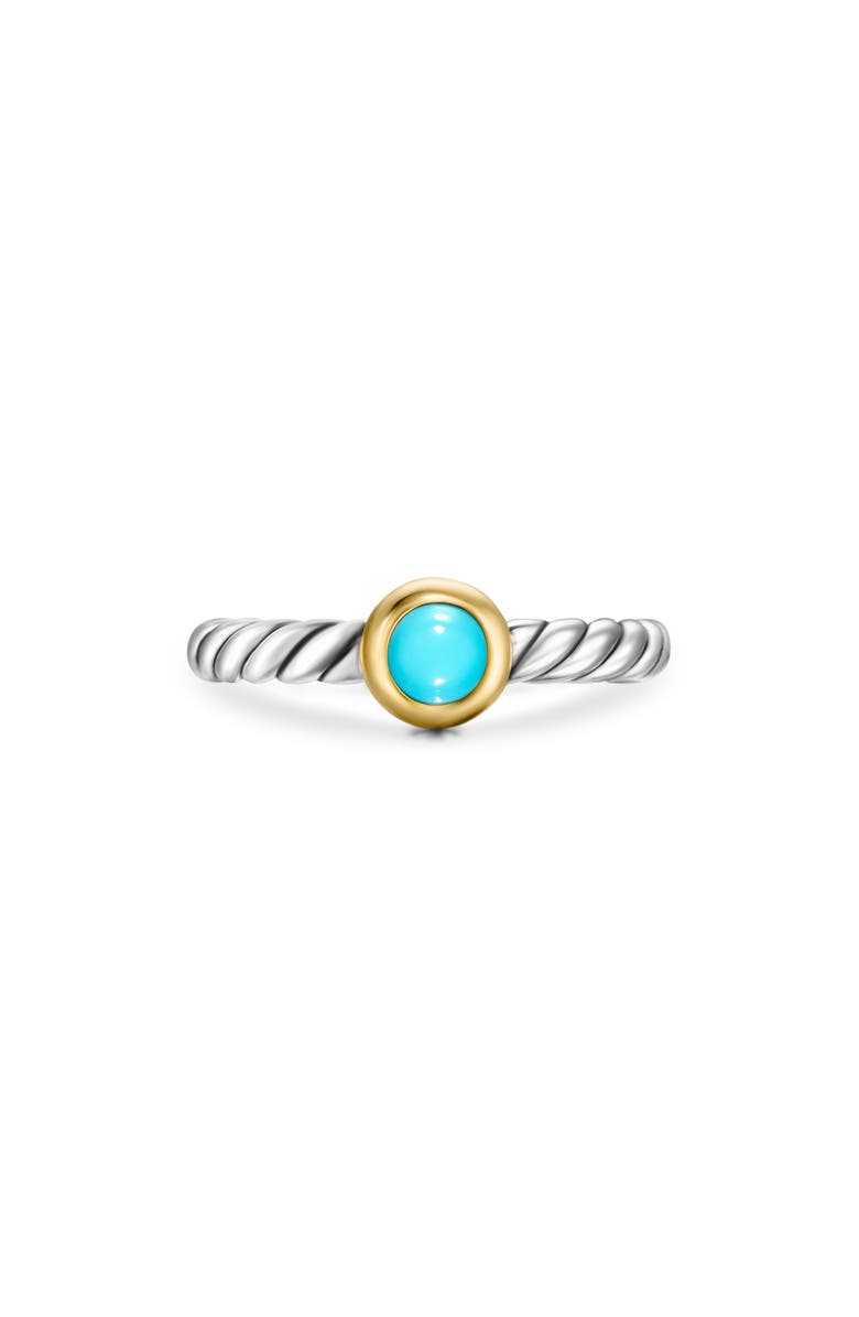 David Yurman Petite Cable Ring in Sterling Silver with 14K Yellow Gold, Main, color, Silver/ Gold/ Turquoise