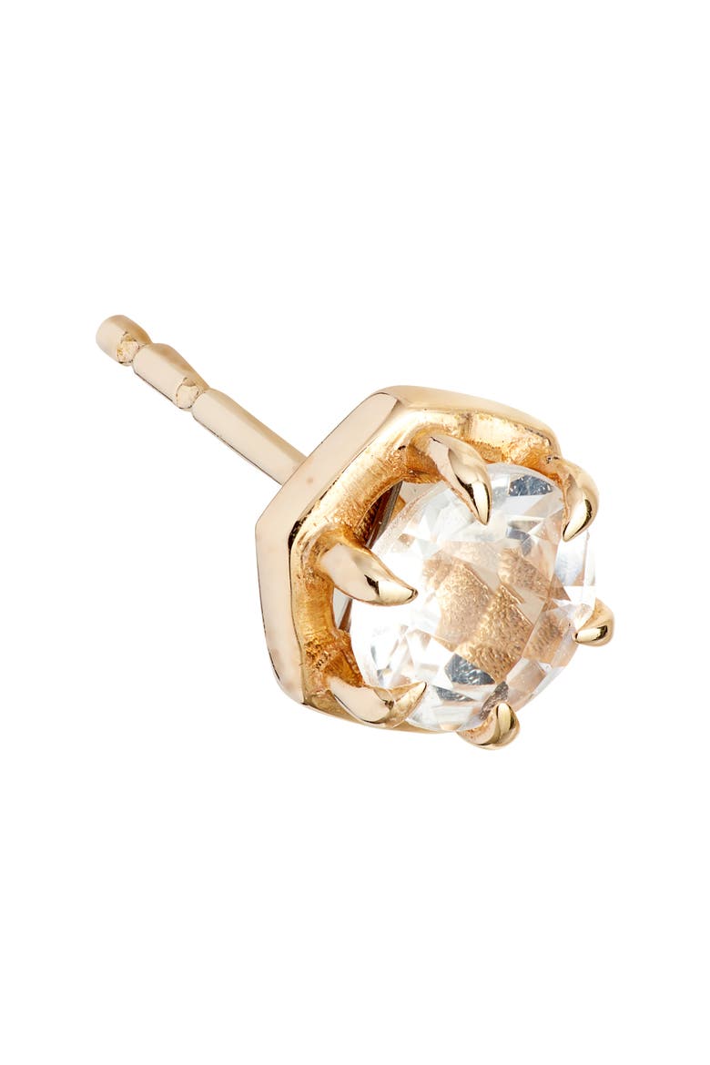 Mélia Round White Topaz Stud Earrings, Alternate, color, YELLOW GOLD