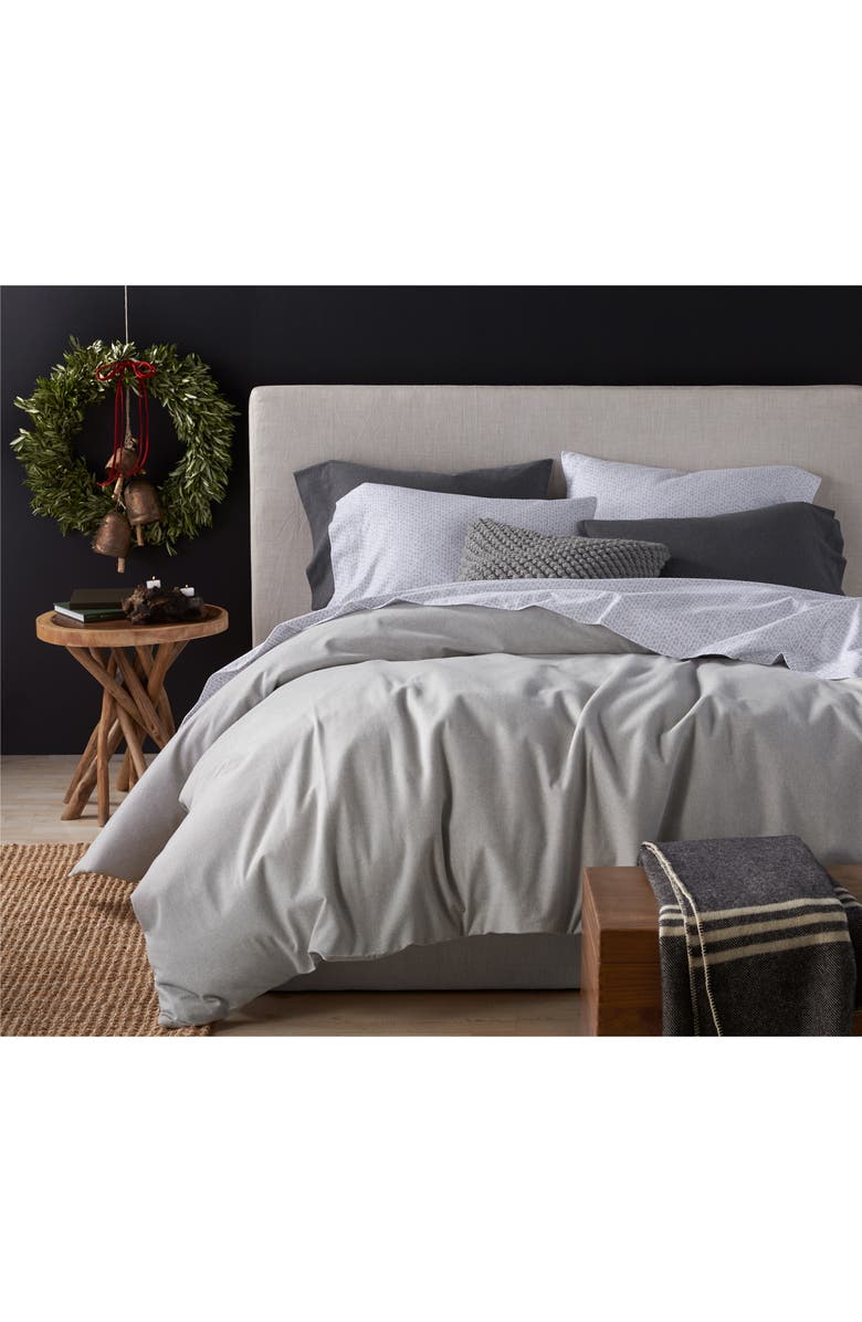 Coyuchi Cloud Brushed Organic Cotton Flannel Duvet Cover, Alternate, color, Pale Gray Heather