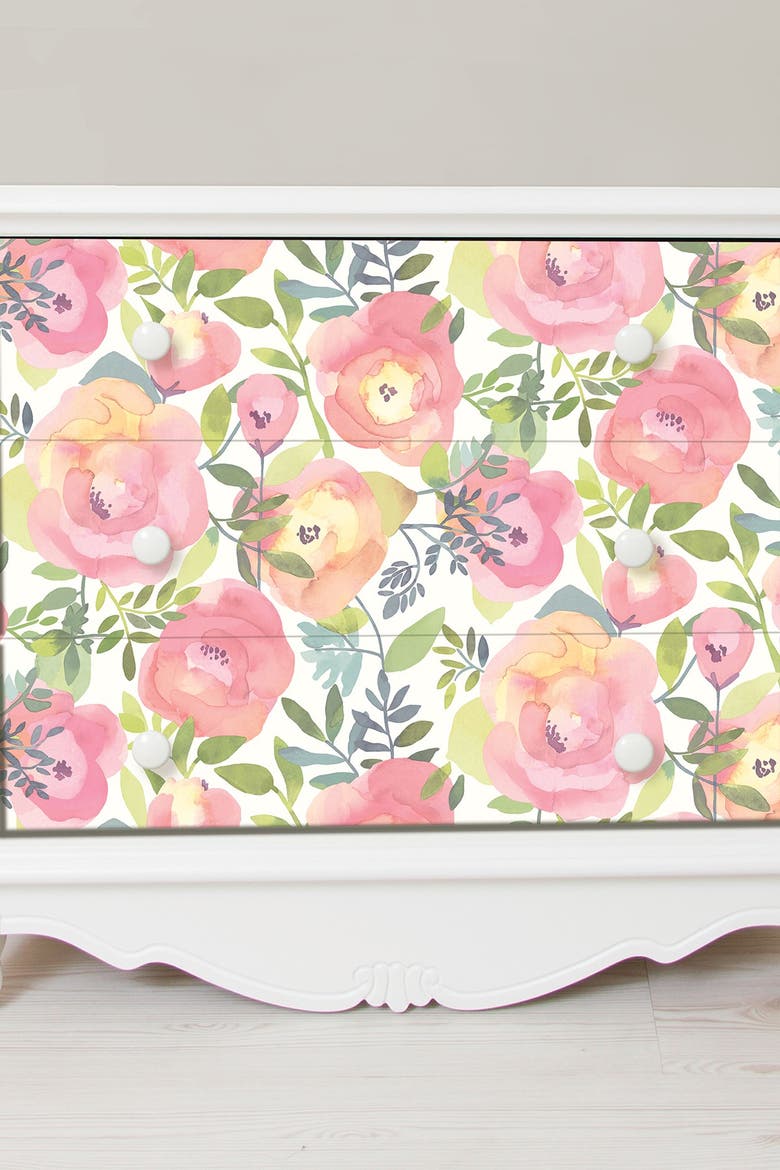 Peachy Keen Pink Peel & Stick Wallpaper, Alternate, color, PINK