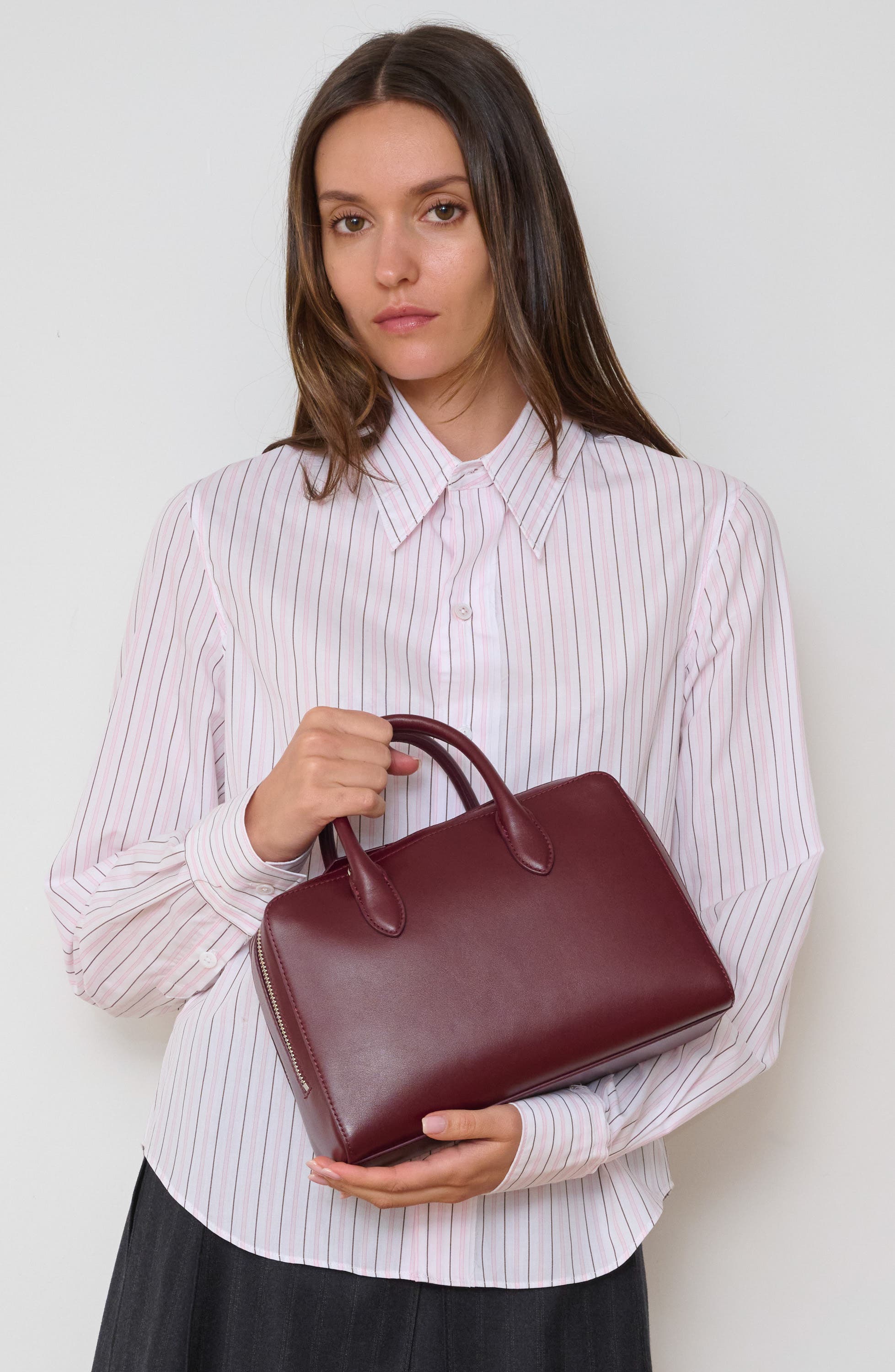 The Ivy 26 Leather Satchel, Alternate, color, OXBLOOD