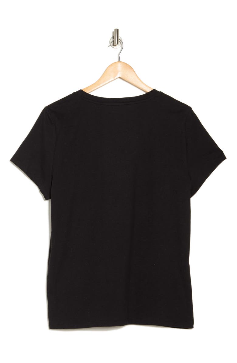 DKNY Embroidered Logo V-Neck T-Shirt, Alternate, color, Black