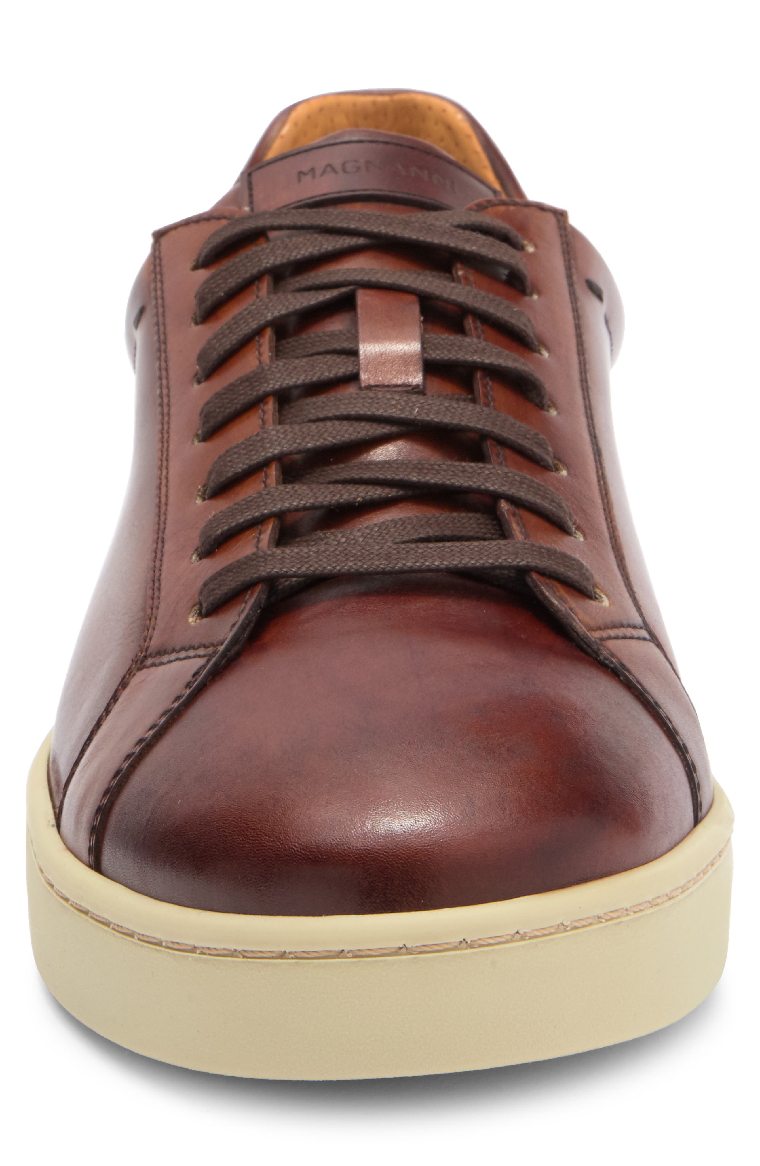 Leather Sneaker, Alternate, color, MID BROWN