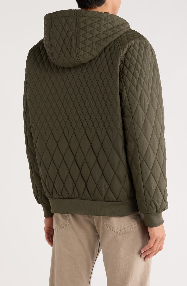 KARL LAGERFELD PARIS Hooded Diamond Quilted Jacket, Alternate, color, Olive