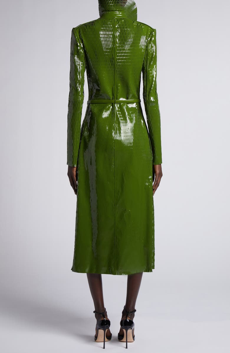 TOM FORD Perforated Patent Leather Trench Coat, Alternate, color, Grass Green/ Black