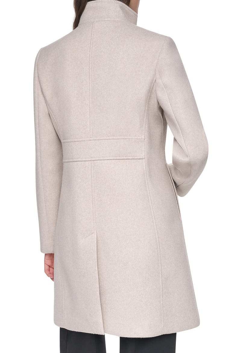 Stand Collar Faux Wool Coat, Alternate, color, BIRCH