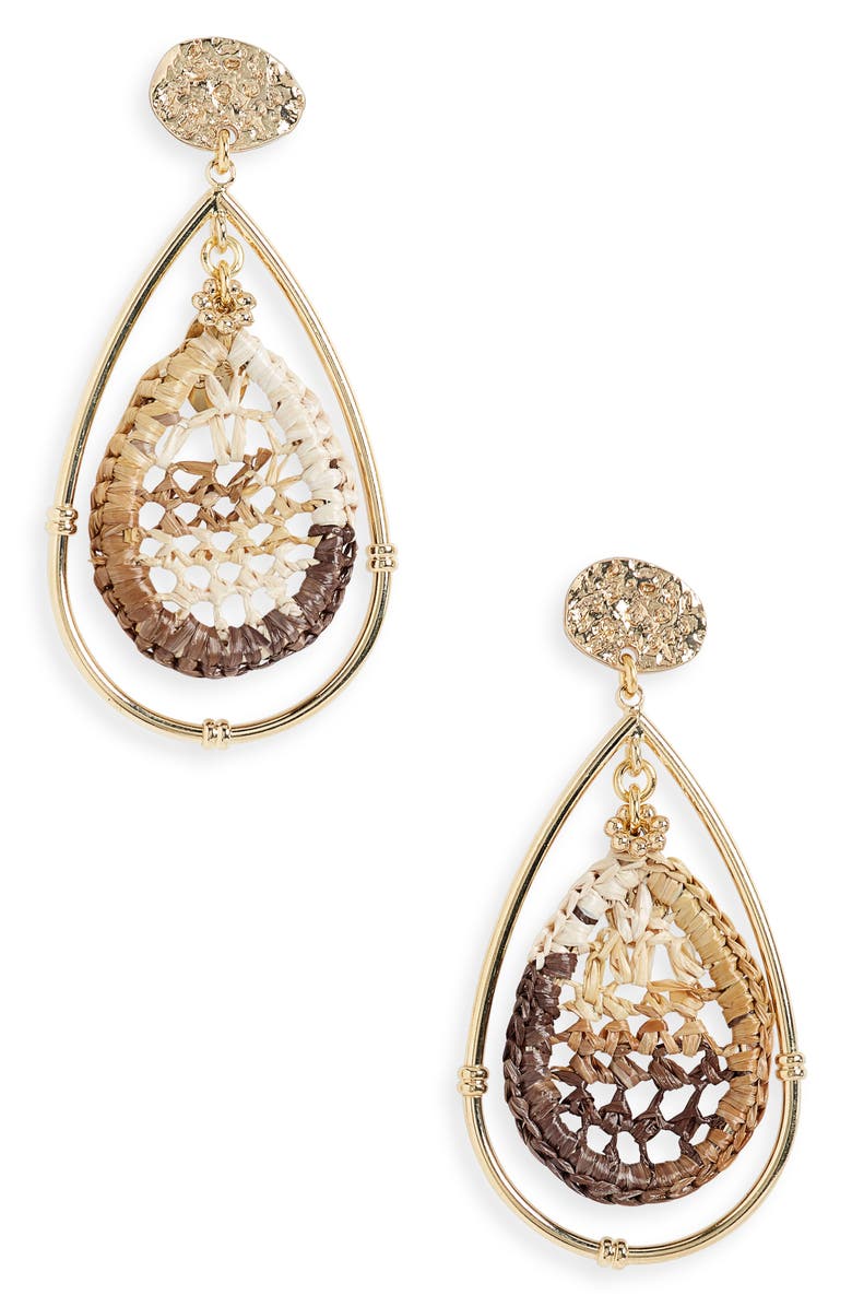 Gas Bijoux Raffia Cage Drop Earrings, Main, color,