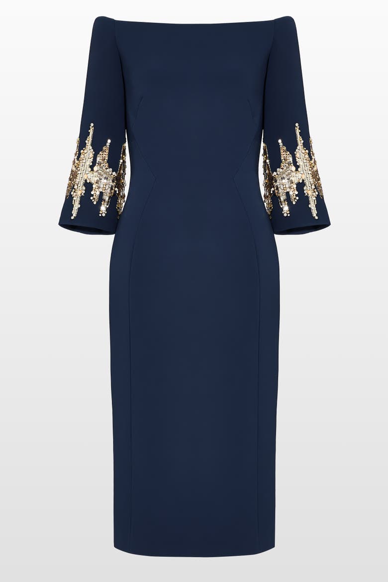Aster Sequin-Embellished Midi Dress, Alternate, color, Blackthorne Blue