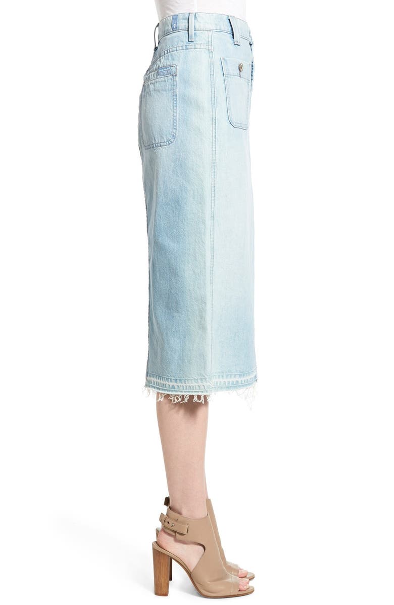 7 For All Mankind <sup>®</sup> Cutoff Denim Midi Skirt, Alternate, color,