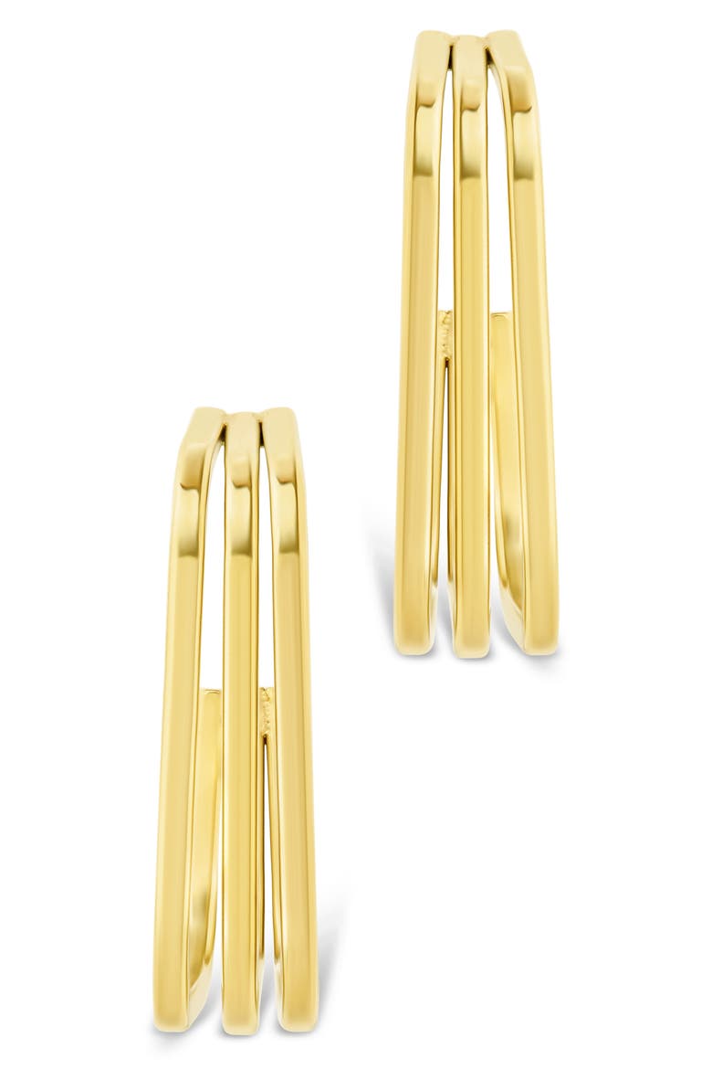 Davina Square Triple Hoop Earrings, Alternate, color, GOLD