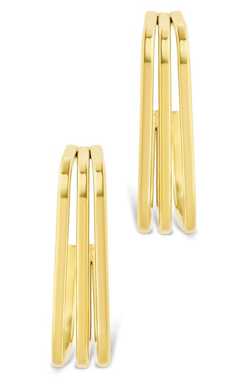 Sterling Forever Davina Square Triple Hoop Earrings In Gold