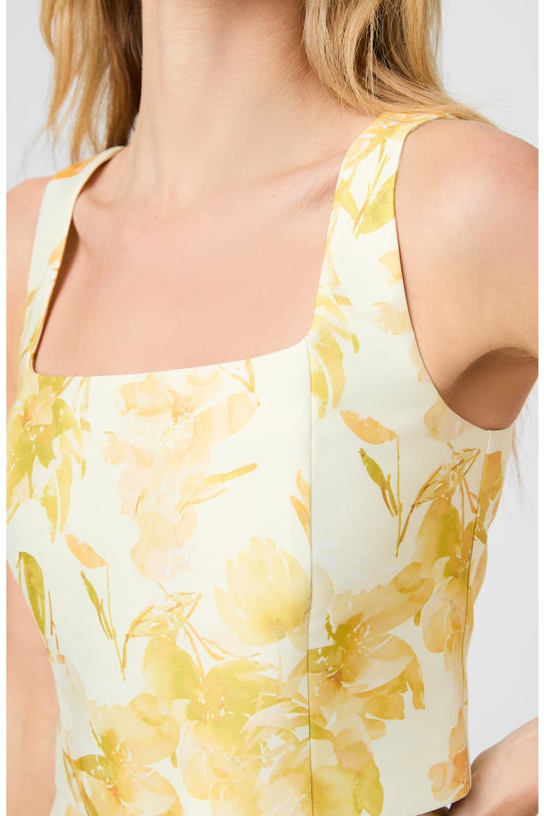 Sophie Floral Sleeveless Taffeta Crop Top, Alternate, color, DAISY YELLOW SOPHIE FLOWER