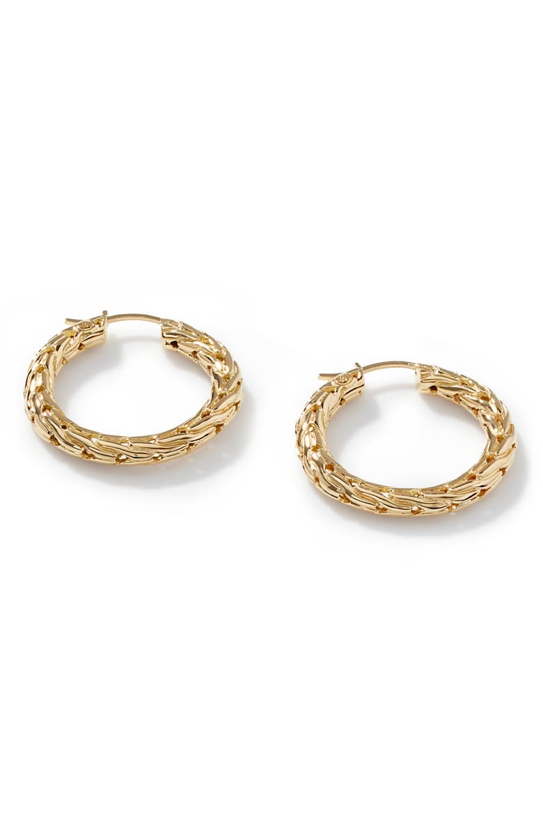 John Hardy Carved Chain Hoop Earrings, Gold, 26mm, Main, color, Gold
