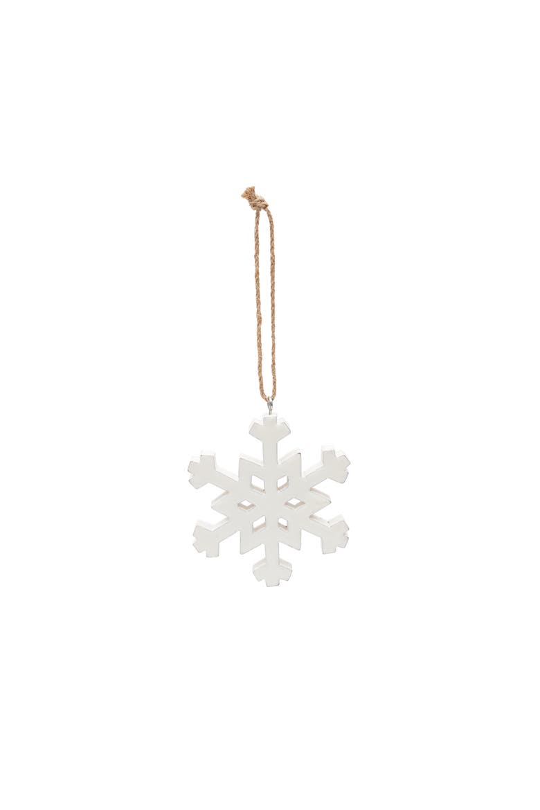 MDF Hexagonal Snowflake Christmas Tree Ornament, Main, color, White