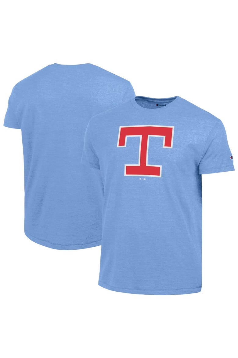 Men's Champion  Light Blue Texas Rangers Cooperstown Logo Tri-Blend T-Shirt, Main, color, Light Blue