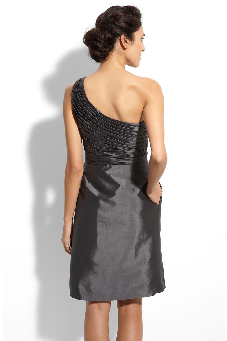 ML Monique Lhuillier Bridesmaids One Shoulder Taffeta Dress, Alternate, color, GUNMETAL