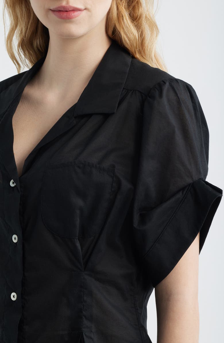 CISSA Sheer Cotton Button-Up Shirt, Alternate, color, Black Sheer