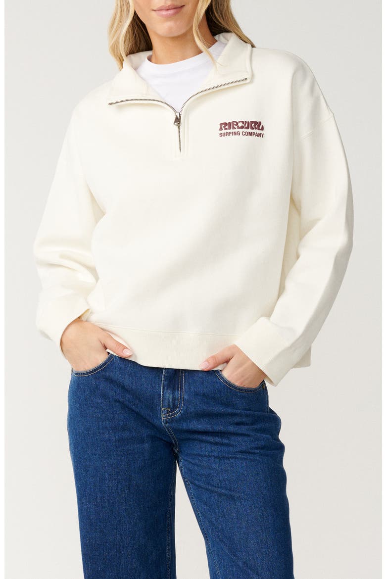 Surf Puff Logo Quarter Zip Sweatshirt, Main, color, BONE