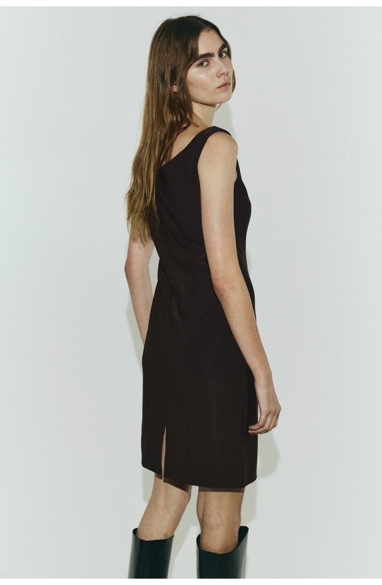 H&M Off-the-shoulder Jersey Dress, Alternate, color, Dark Brown