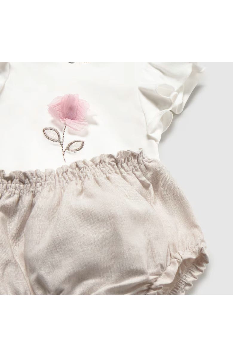 Mayoral Flower Short Set, Alternate, color, Beige