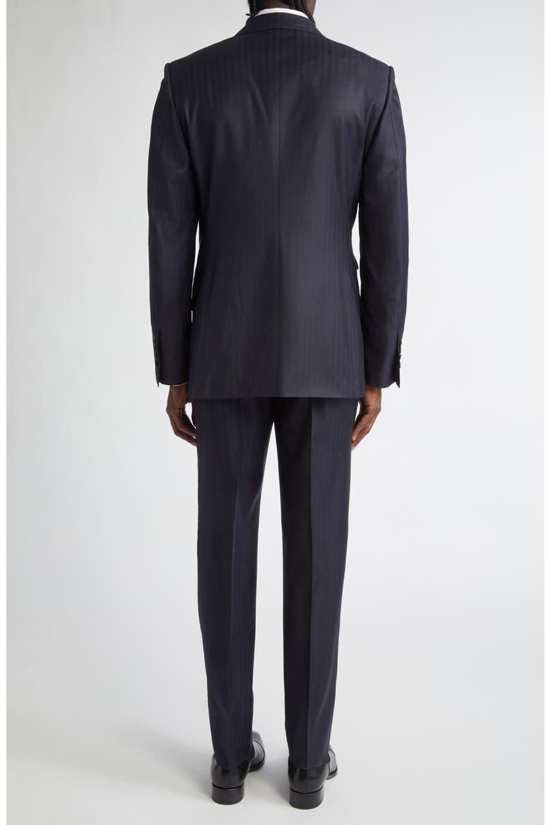 O'Connor Herringbone Stripe Wool & Silk Suit, Alternate, color, NAVY