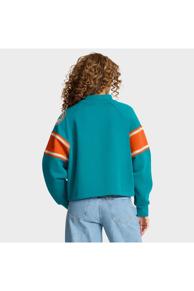 Women's Fanatics Aqua Miami Dolphins Oversized Hometown Toss Sweep Mock Neck Pullover, Alternate, color, Aqua