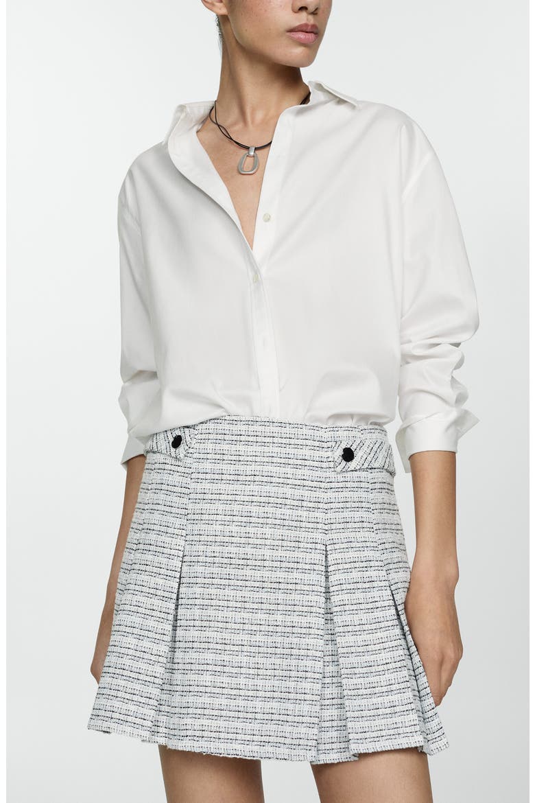 Button Tab Tweed Miniskirt, Alternate, color, BLUE