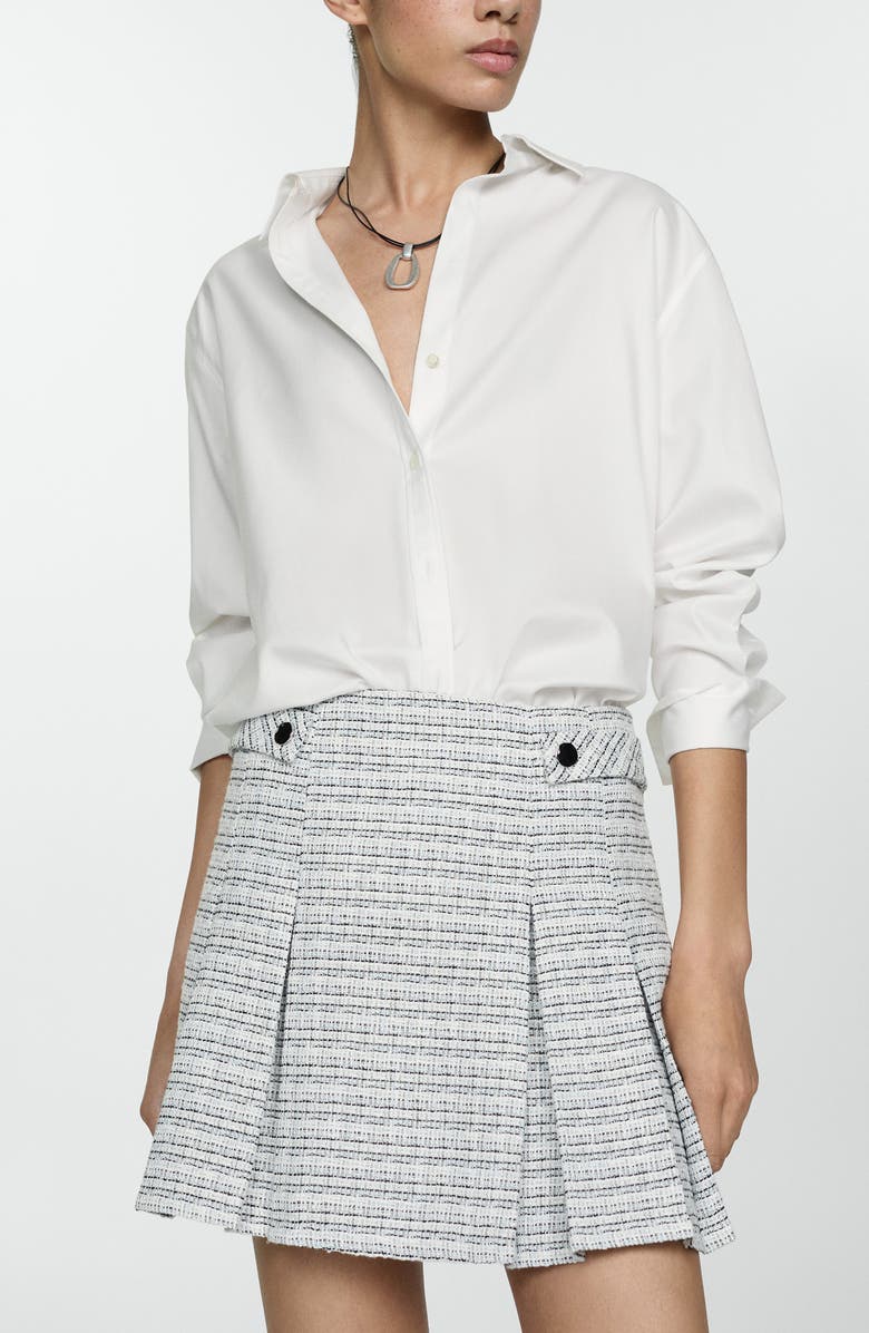MANGO Button Tab Tweed Miniskirt, Alternate, color, 
