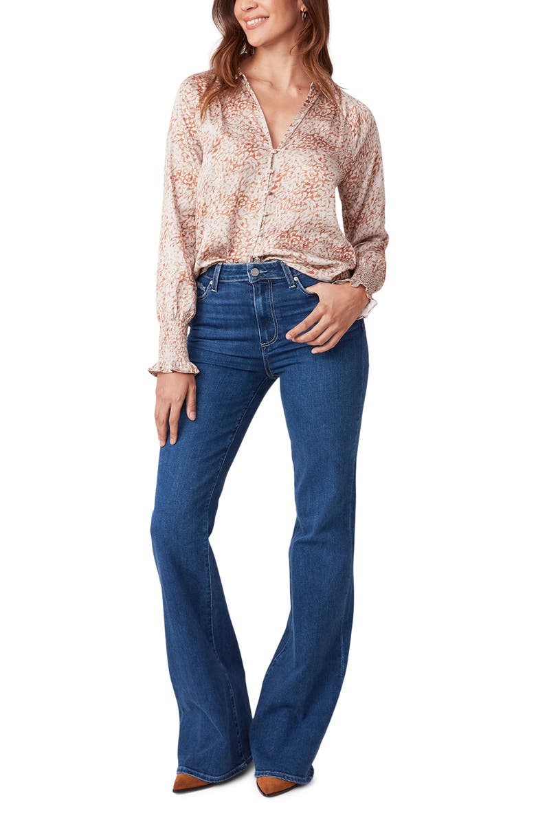 PAIGE Sayven Abstract Floral Long Sleeve Blouse, Alternate, color, Ecru/ Melon