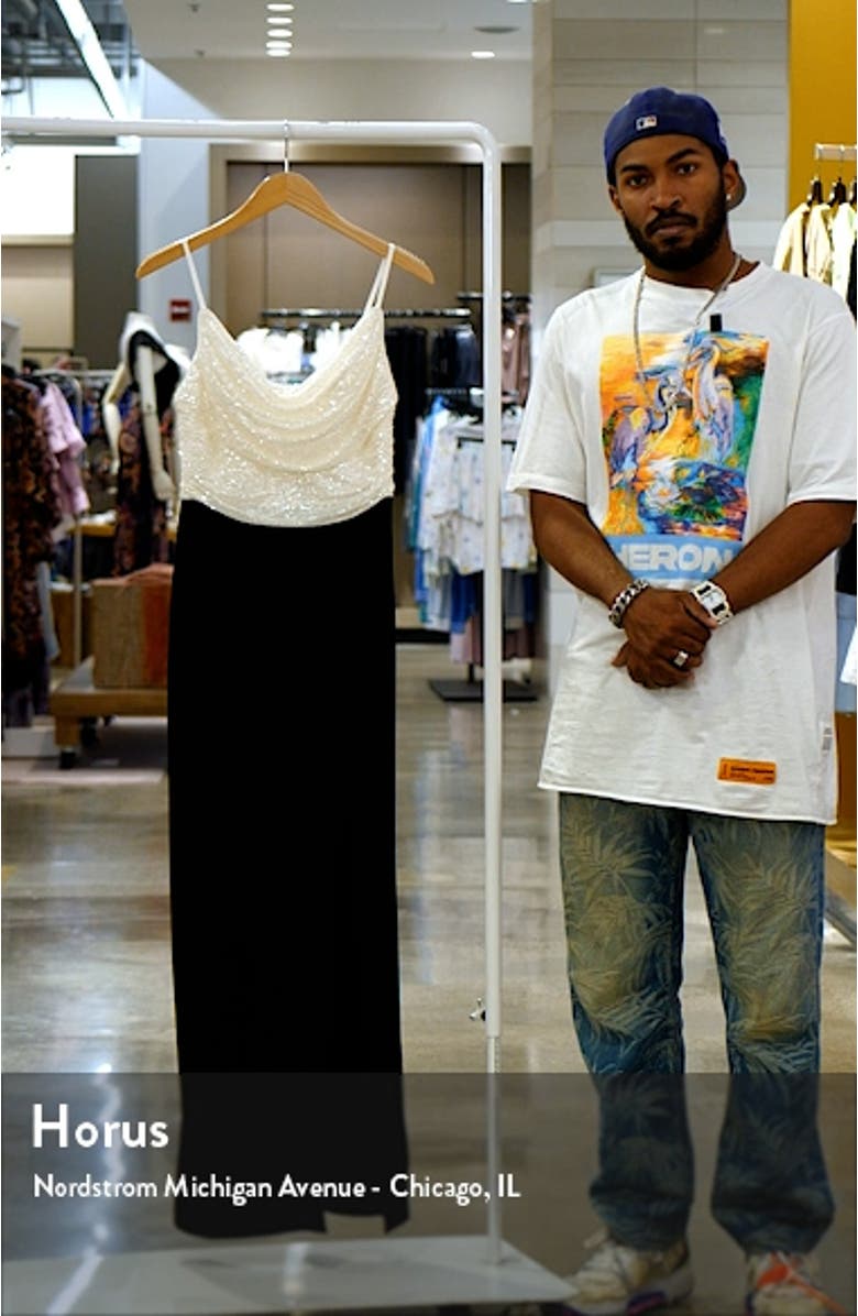 Sequin Cowl Neck Gown, sales video thumbnail