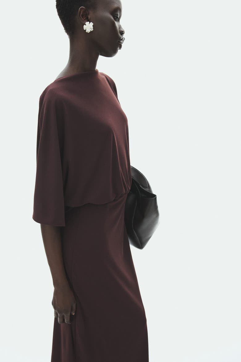 Cowl-back Jersey Dress, Alternate, color, Dark brown
