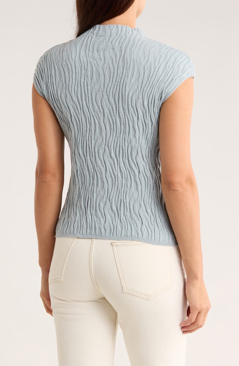 Bobeau Animal Jacquard Stripe Cap Sleeve Sweater, Alternate, color, Light Blue