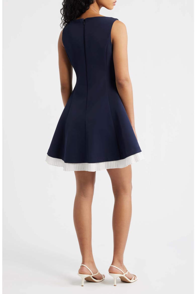 Contrast Hem Detail Fit & Flare Minidress, Alternate, color, NAVY/ WHITE