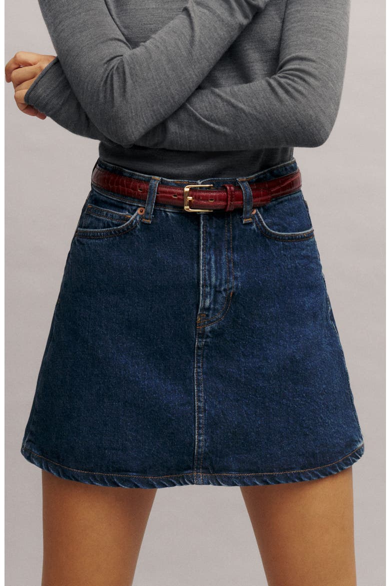 Lydia High Waist Denim Miniskirt, Alternate, color, HURON