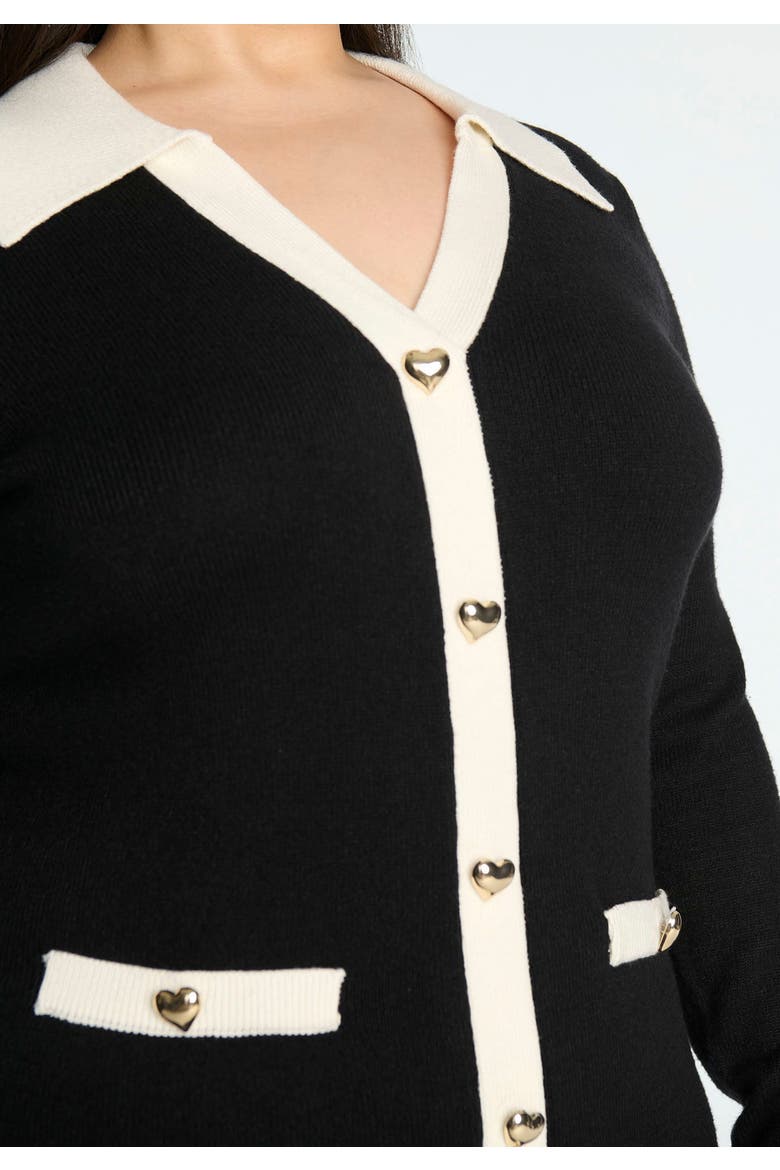 Sweetheart Sweater Dress, Alternate, color, BLACK WHITE