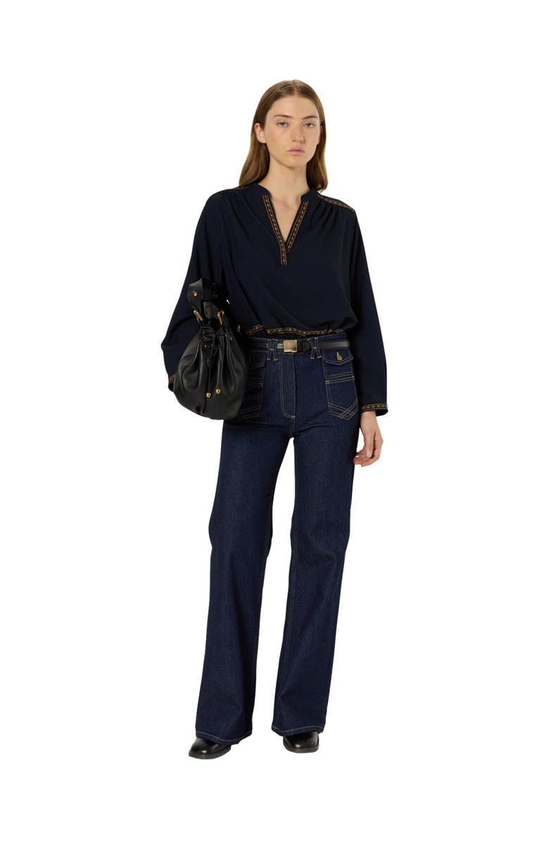 GERARD DAREL Aurelie Embroidered Pattern Blouse, Alternate, color, Navy Blue