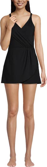 Chlorine Resistant Tulip Wrap Swim Dress One Piece Swimsuit
