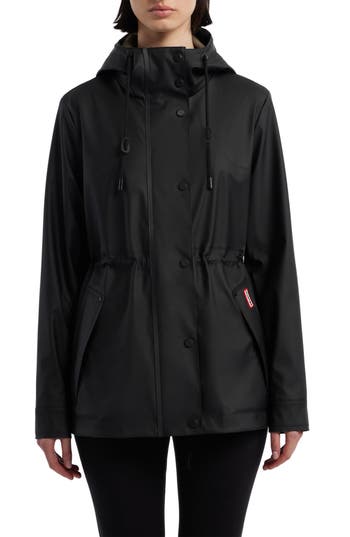 Hunter Abbey Short Rubberized Rain Jacket In Black