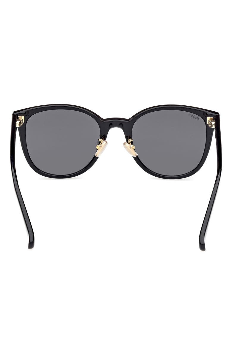 Max Mara 55mm Round Sunglasses, Alternate, color, Shiny Black / Smoke