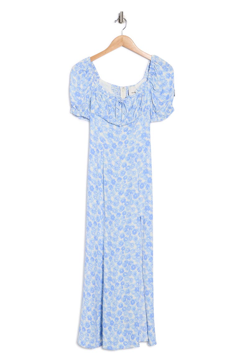 Haisley Floral Puff Sleeve Midi Dress, Alternate, color, BLUE DAISY