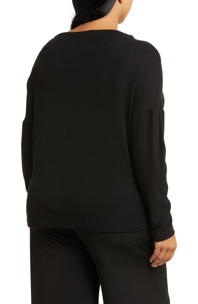 Renee C Brushed Knit Long Sleeve Top, Alternate, color, Black