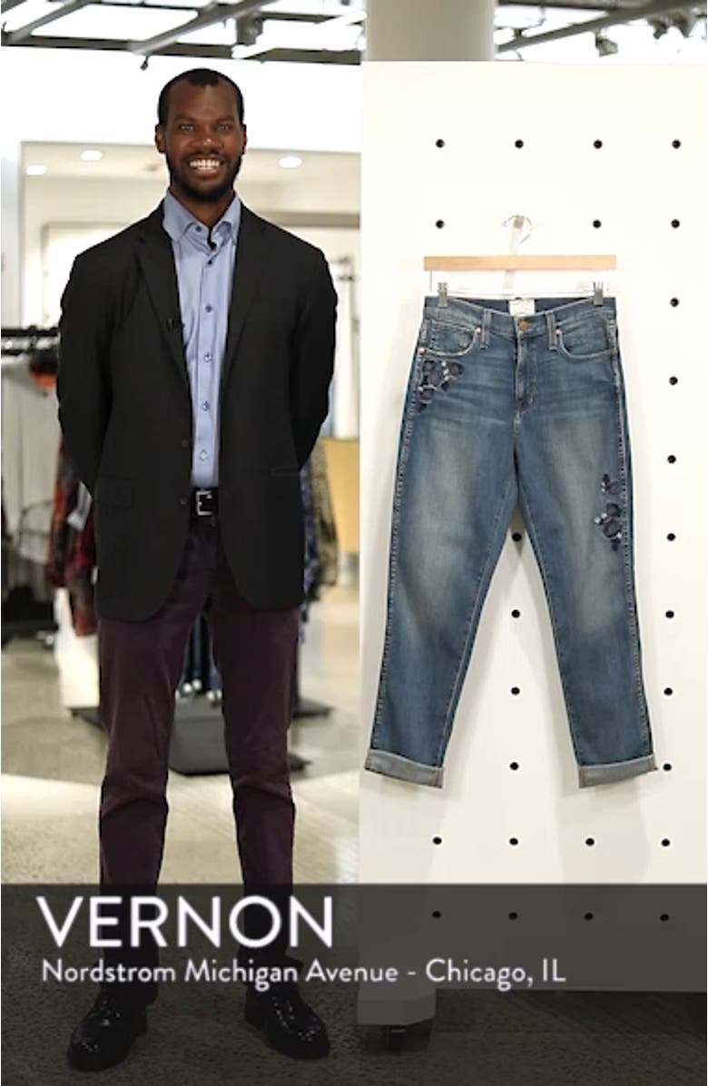 Arden High Waist Embroidered Boyfriend Jeans, sales video thumbnail