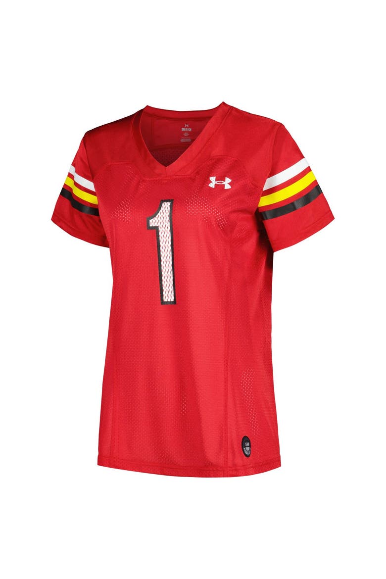 Women's Under Armour #1 Red Maryland Terrapins Replica Football Jersey, Alternate, color, Red