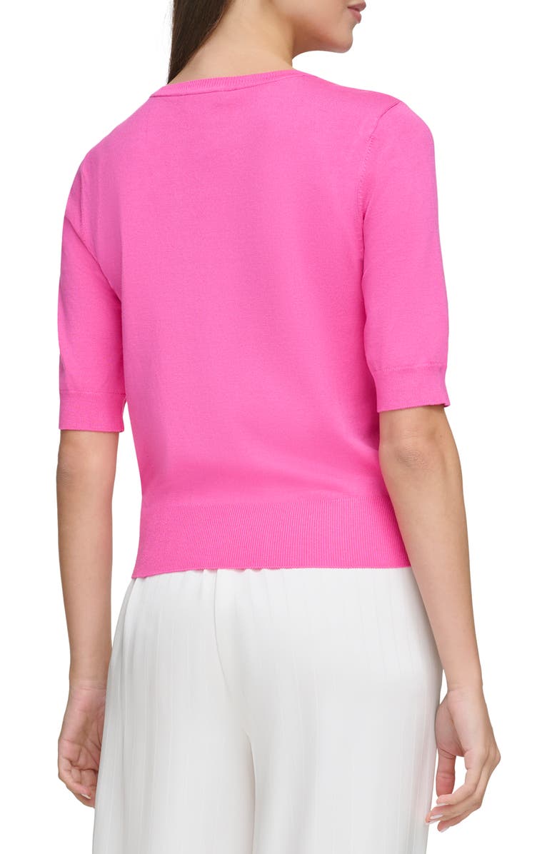 DKNY Sheer Mesh Illusion V-Neck Sweater, Alternate, color, 