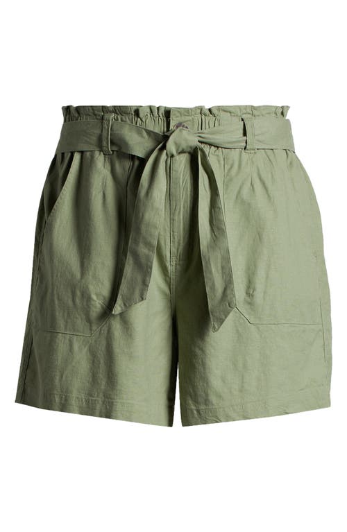 Wit & Wisdom Sky Rise Linen Blend Paperbag Shorts In Pistachio