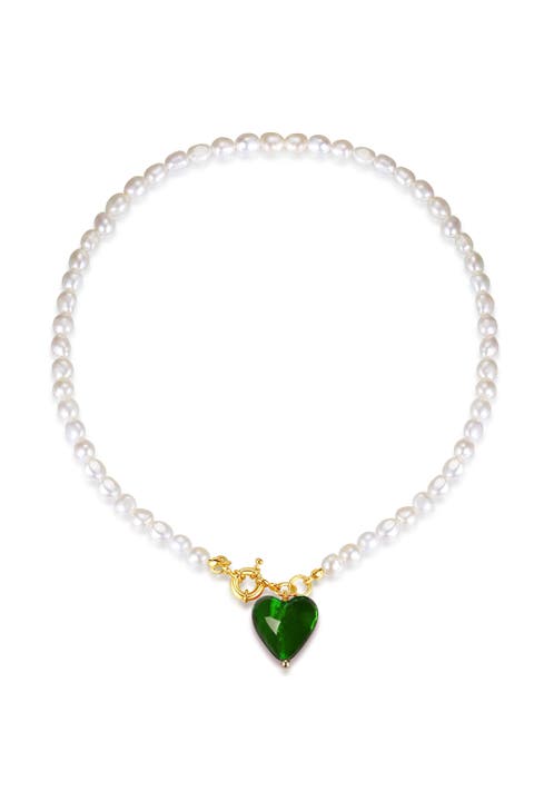 Esmée Glaze Heart Pendant Baroque Pearl Necklace