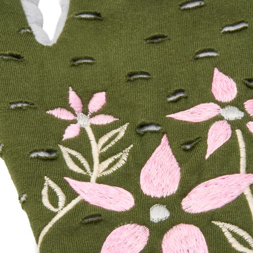 Feelgoodz Artisan Crafted Fleece Lined Viola Fingerless Gloves In Green